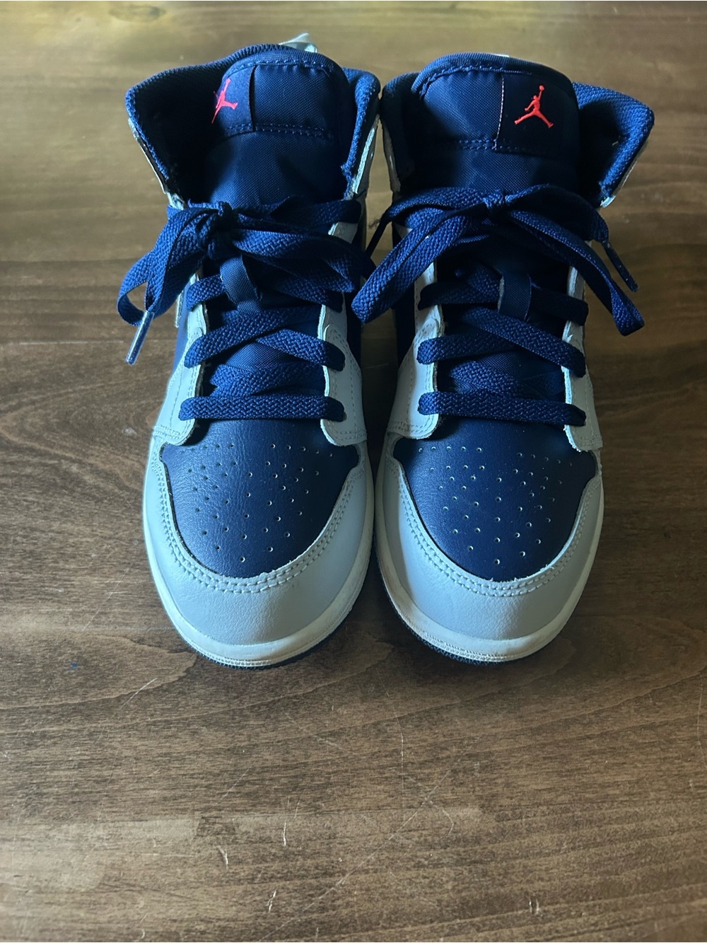 Nike Kids Navy and Light Gray High-Top Sneakers - Picture 2 of 4